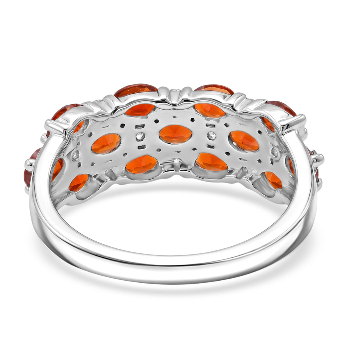 D'Joy - Fire Opal &amp; White Zircon Ring in Rhodium Overlay Sterling Silver 2.70 Ct. V32519370 6