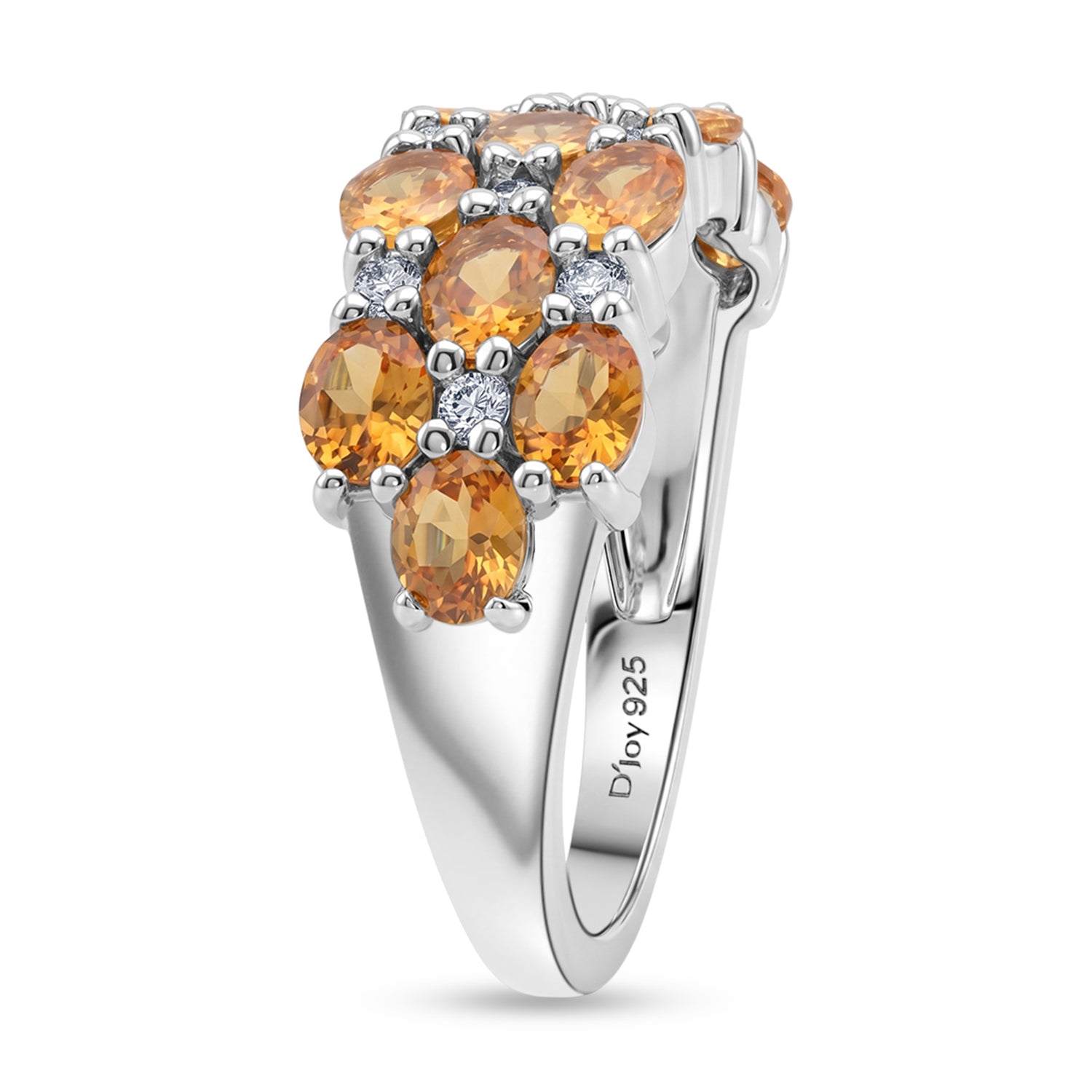D'Joy - Spessartine Garnet &amp; White Zircon Ring in Rhodium Overlay Sterling Silver 3.60 Ct. V32490219 5