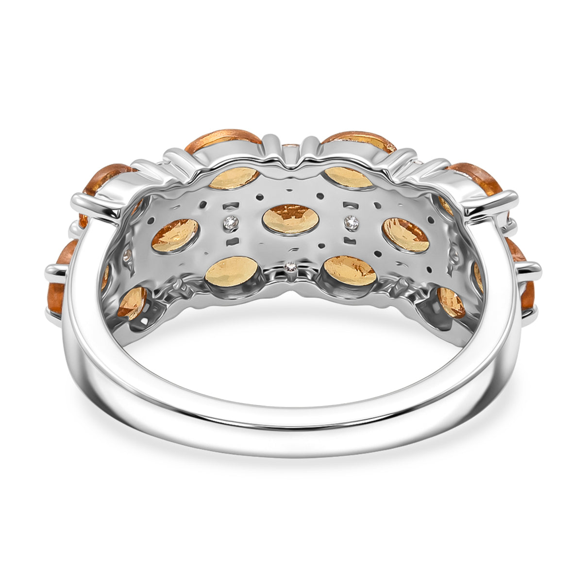 D'Joy - Spessartine Garnet &amp; White Zircon Ring in Rhodium Overlay Sterling Silver 3.60 Ct. V32490219 6