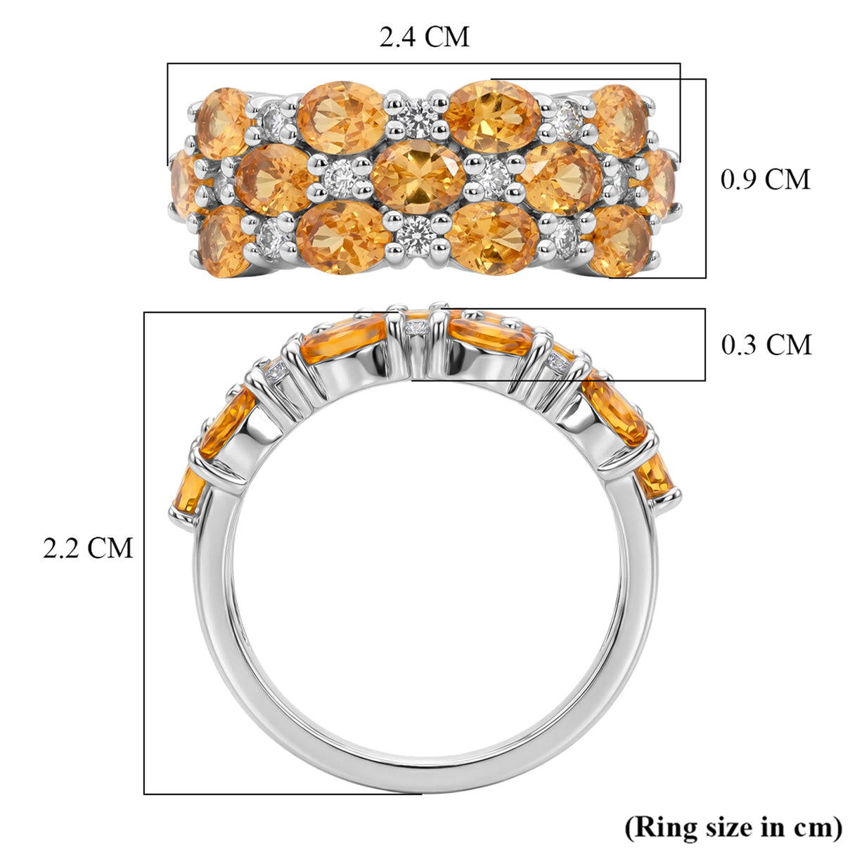 D'Joy - Spessartine Garnet &amp; White Zircon Ring in Rhodium Overlay Sterling Silver 3.60 Ct. V32490219 7