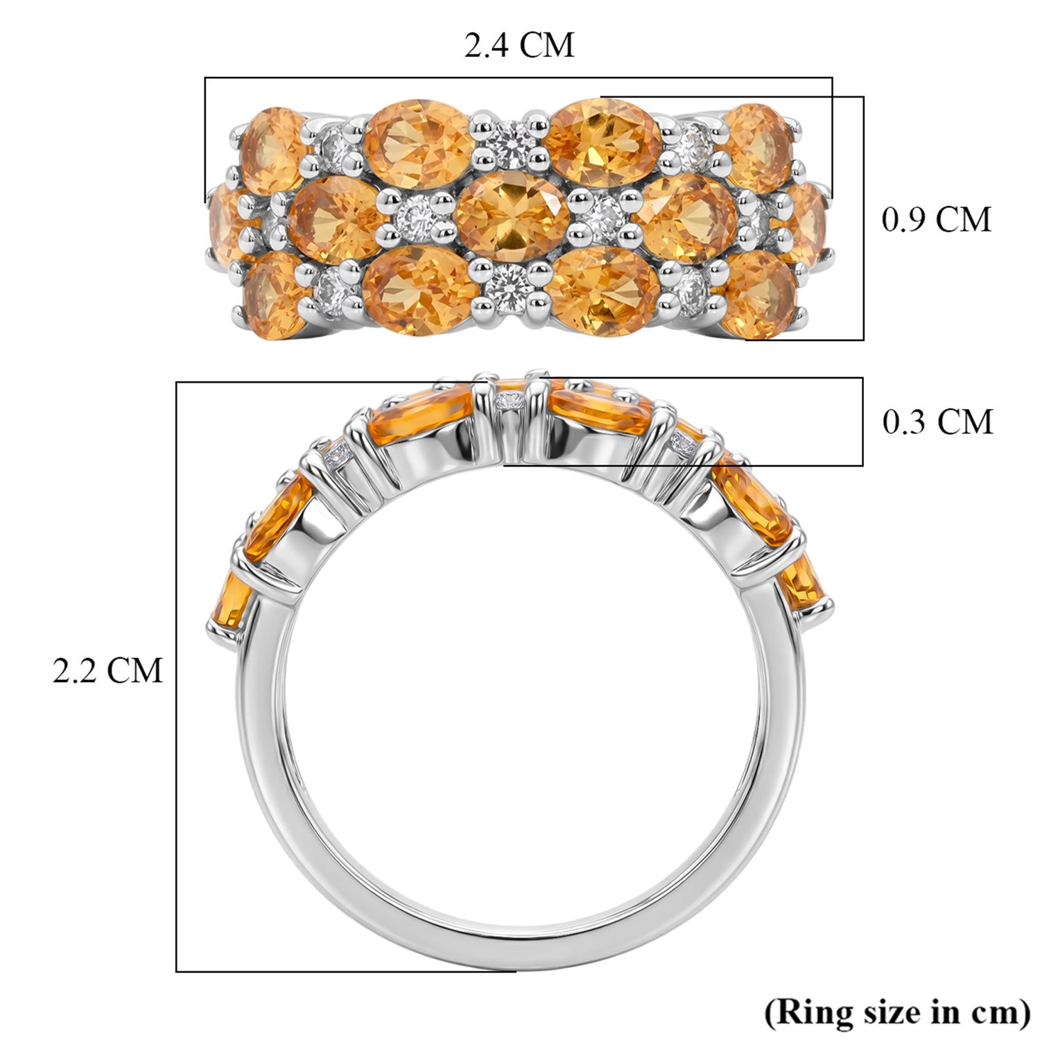 D'Joy - Spessartine Garnet &amp; White Zircon Ring in Rhodium Overlay Sterling Silver 3.60 Ct. V32490219 7