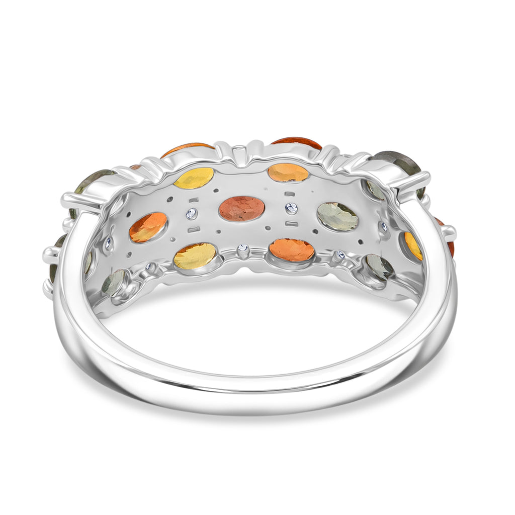 D'Joy - Multi Sapphire & White Zircon Ring in Rhodium Overlay Sterling Silver 2.70 Ct._8295895_6
