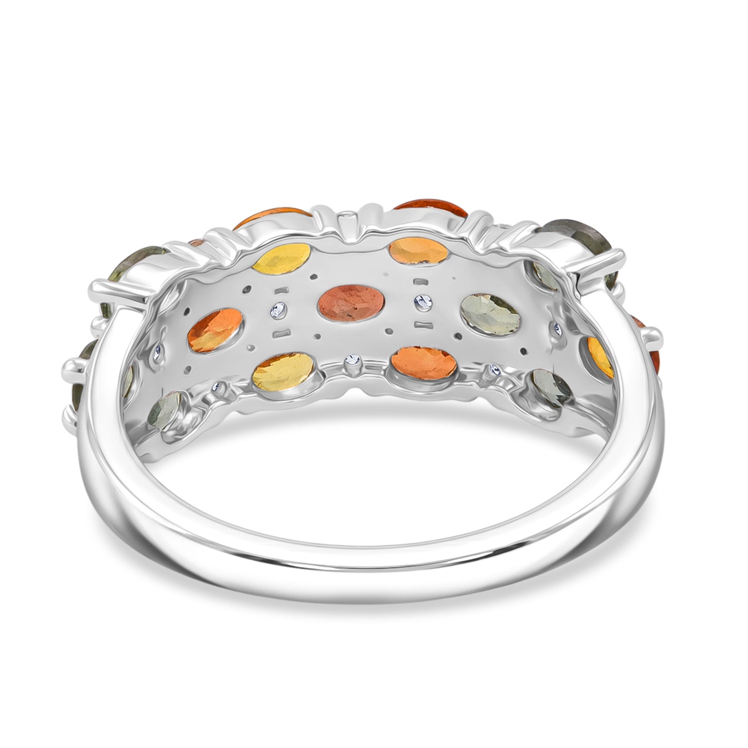 D'Joy - Multi Sapphire &amp; White Zircon Ring in Rhodium Overlay Sterling Silver 2.70 Ct. V32533032 6