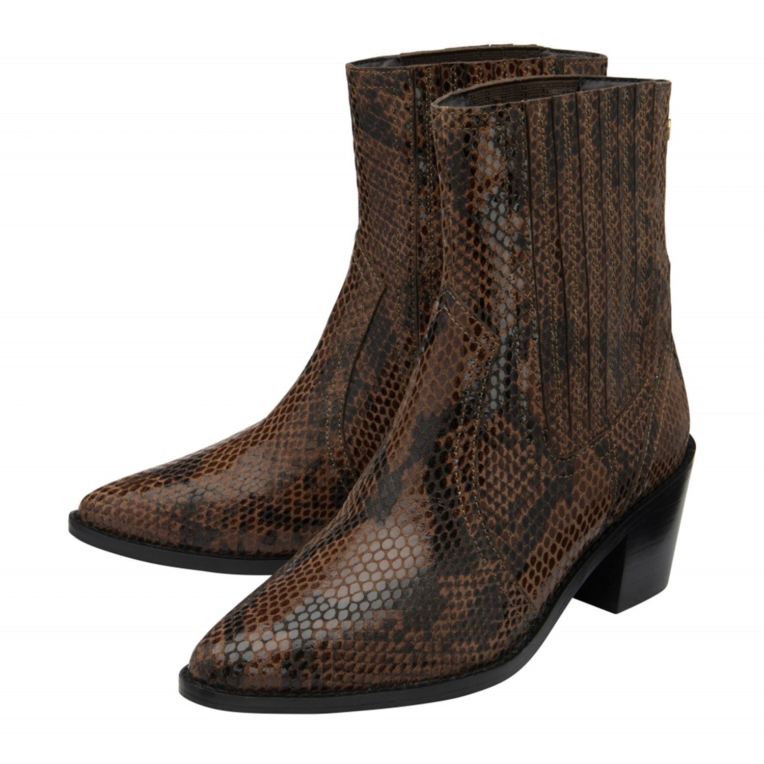 Ravel Langton Snake-Print Leather Ankle Boots (Size - 7) - Tan V32366759 2