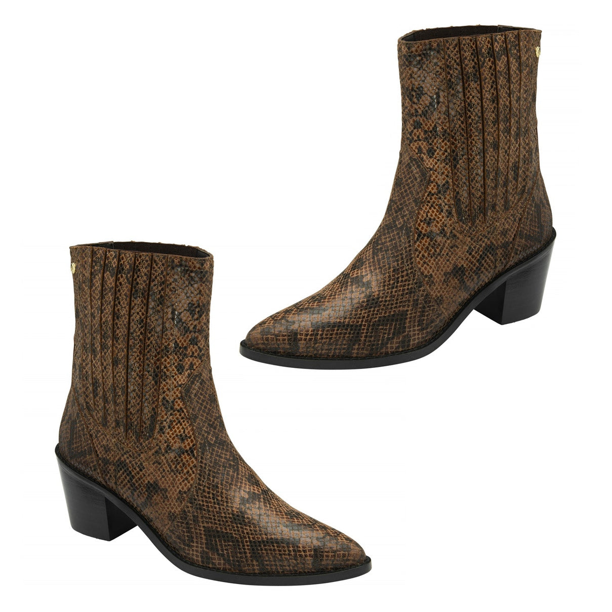 Ravel Langton Snake-Print Leather Ankle Boots (Size - 7) - Tan V32354624 0