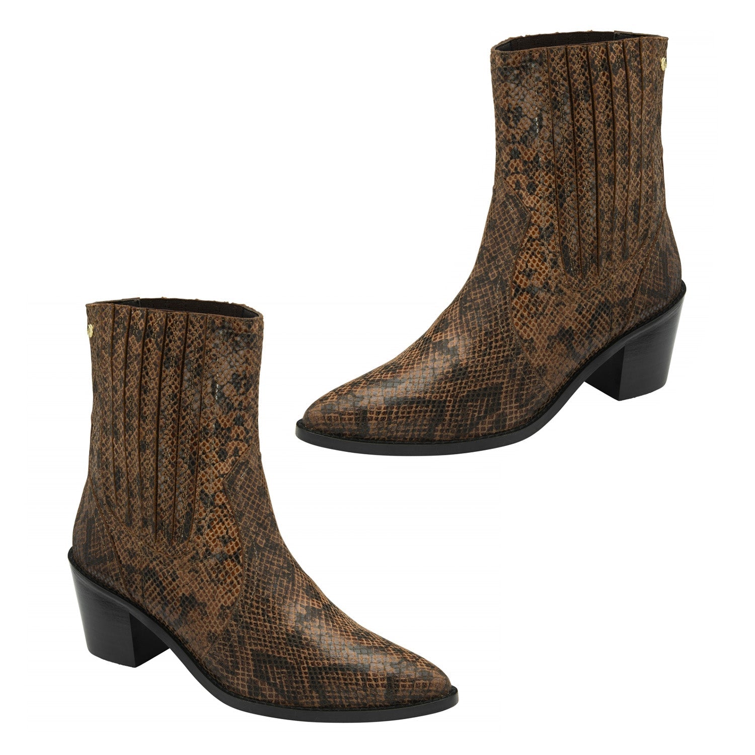 Ravel Langton Snake-Print Leather Ankle Boots (Size - 7) - Tan V32354624 0