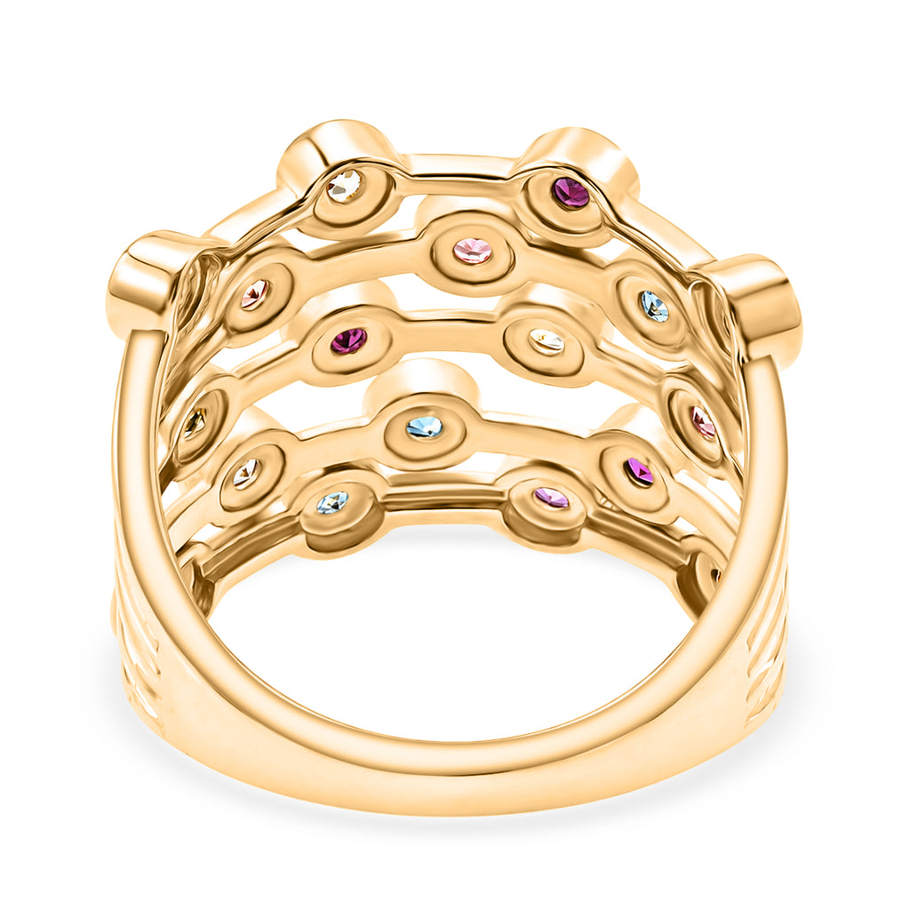 D'Joy - Multi Sapphire Bubble Ring in 18K Vermeil Yellow Gold Plated Sterling Silver 1.90 Ct._8296087_4