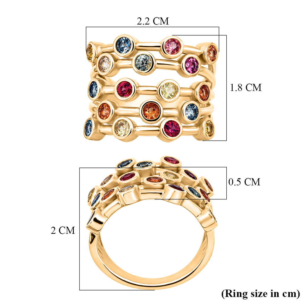 D'Joy - Multi Sapphire Bubble Ring in 18K Vermeil Yellow Gold Plated Sterling Silver 1.90 Ct._8296087_6