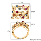 D'Joy - Multi Sapphire Bubble Ring in 18K Vermeil Yellow Gold Plated Sterling Silver 1.90 Ct._8296087_6
