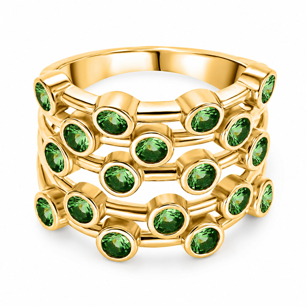 D'Joy - Tsavorite Garnet Bubble Ring in 18K Vermeil Yellow Gold Plated Sterling Silver 2.00 Ct._8296095