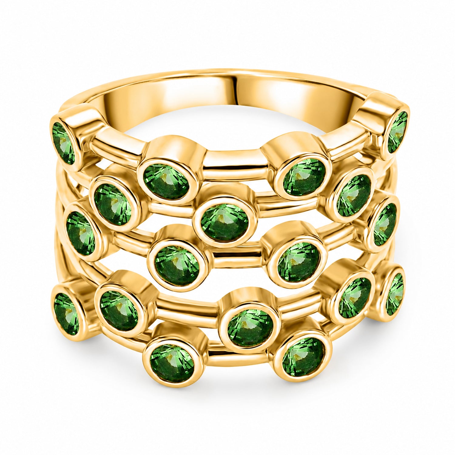 D'Joy - Tsavorite Garnet Bubble Ring in 18K Vermeil Yellow Gold Plated Sterling Silver 2.00 Ct. 8296095 0
