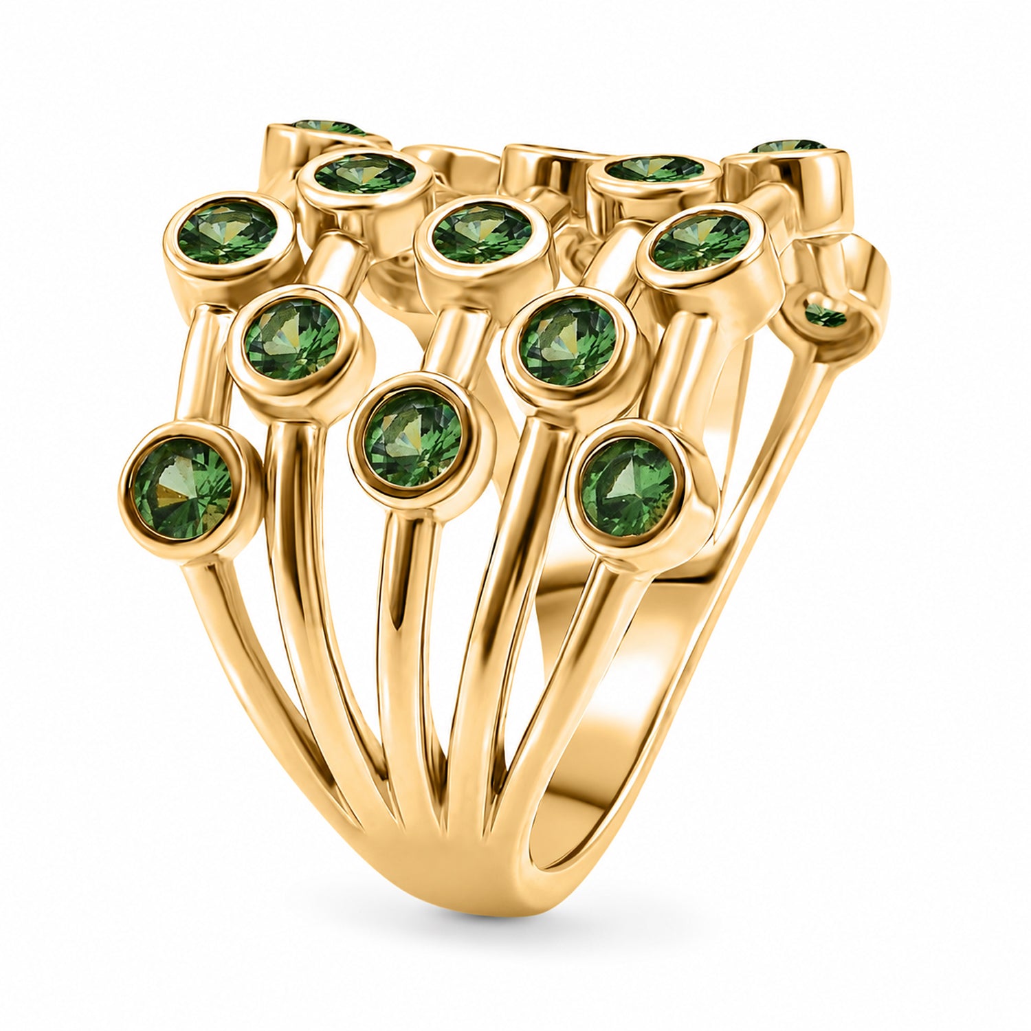 D'Joy - Tsavorite Garnet Bubble Ring in 18K Vermeil Yellow Gold Plated Sterling Silver 2.00 Ct. 8296095 3