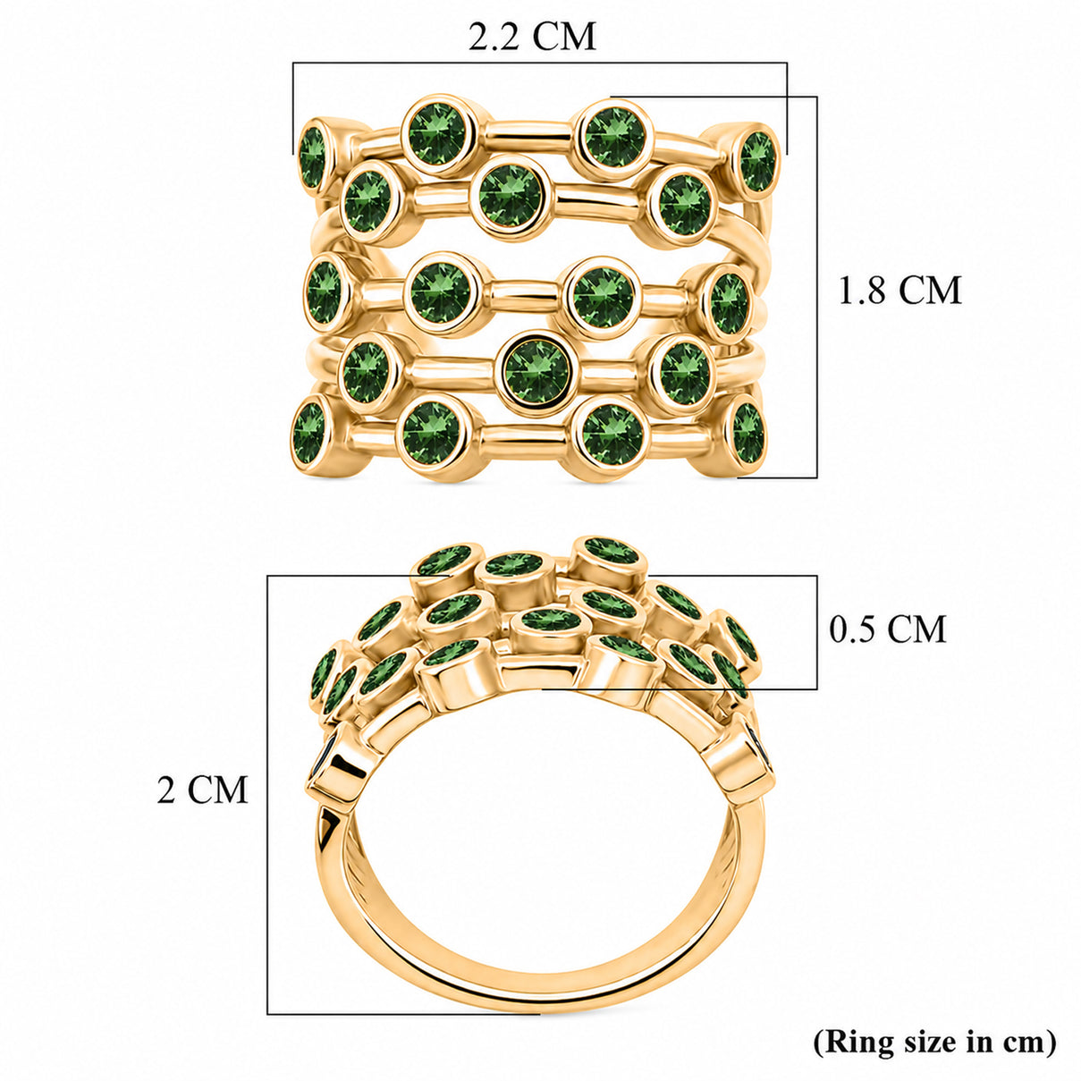 D'Joy - Tsavorite Garnet Bubble Ring in 18K Vermeil Yellow Gold Plated Sterling Silver 2.00 Ct. 8296095 6