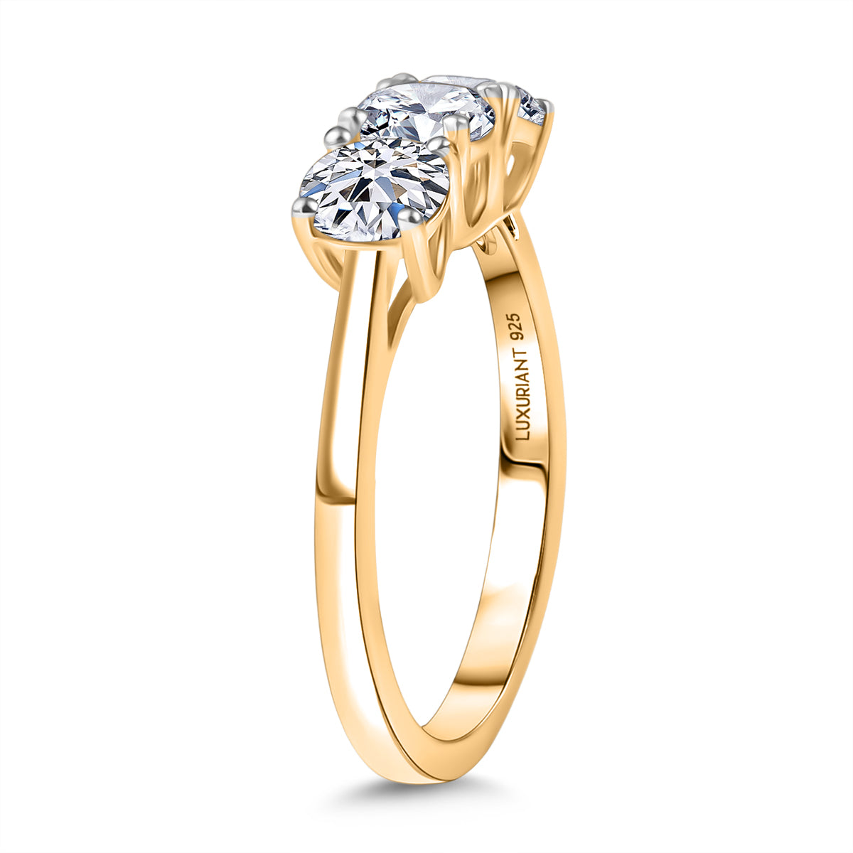 LUXURIANT 1.55 Ct. Lab Grown Diamond Trilogy Ring in 18K YG Vermeil Sterling Silver 8296137 3