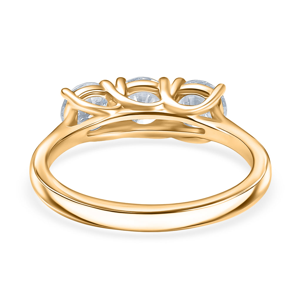 Luxuriant - Lab Grown Diamond (SI/G-H) Trilogy Ring in 18K Vermeil Yellow Gold Plated Sterling Silver 1.50 Ct._8296137_4