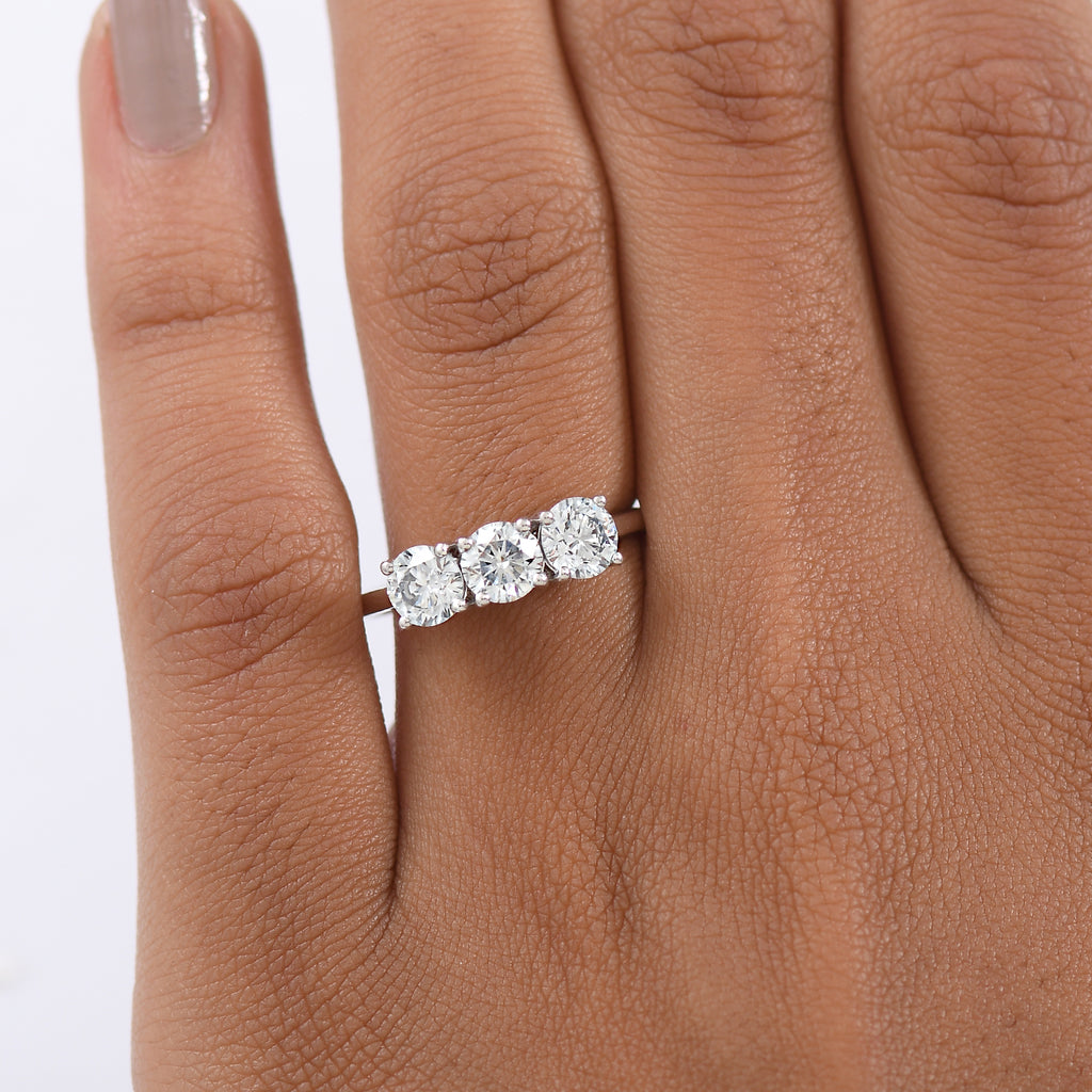 Luxuriant - Lab Grown Diamond (SI/G-H) Trilogy Ring in Rhodium Overlay Sterling Silver 1.50 Ct._8296143_2