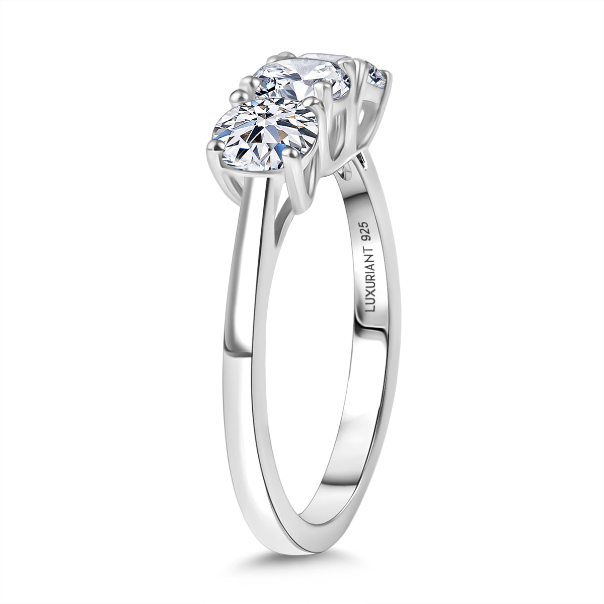 LUXURIANT 1.5 Ct. Lab Grown Diamond SI G-H Trilogy Ring in Rhodium Overlay Sterling Silver V32701587 4