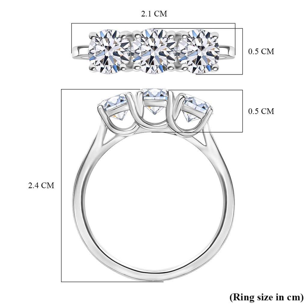 Luxuriant - Lab Grown Diamond (SI/G-H) Trilogy Ring in Rhodium Overlay Sterling Silver 1.50 Ct._8296143_5