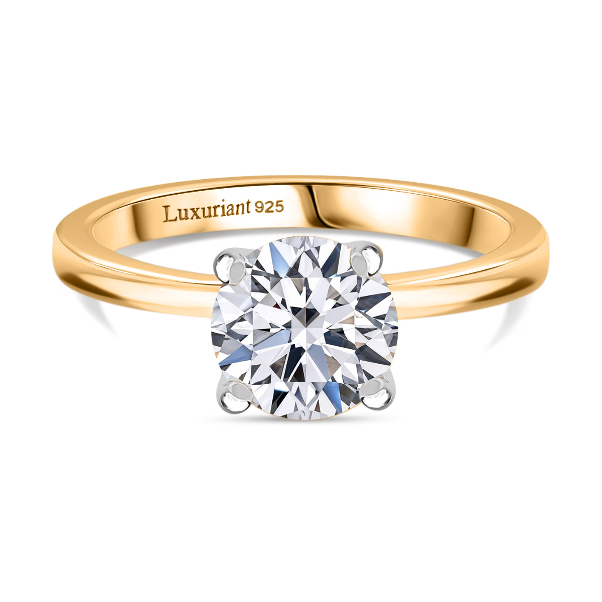 LUXURIANT 1.5 Ct. Lab Grown Diamond Solitaire Ring in 18K Vermeil Yellow Gold Plated Sterling Silver 8296154 0