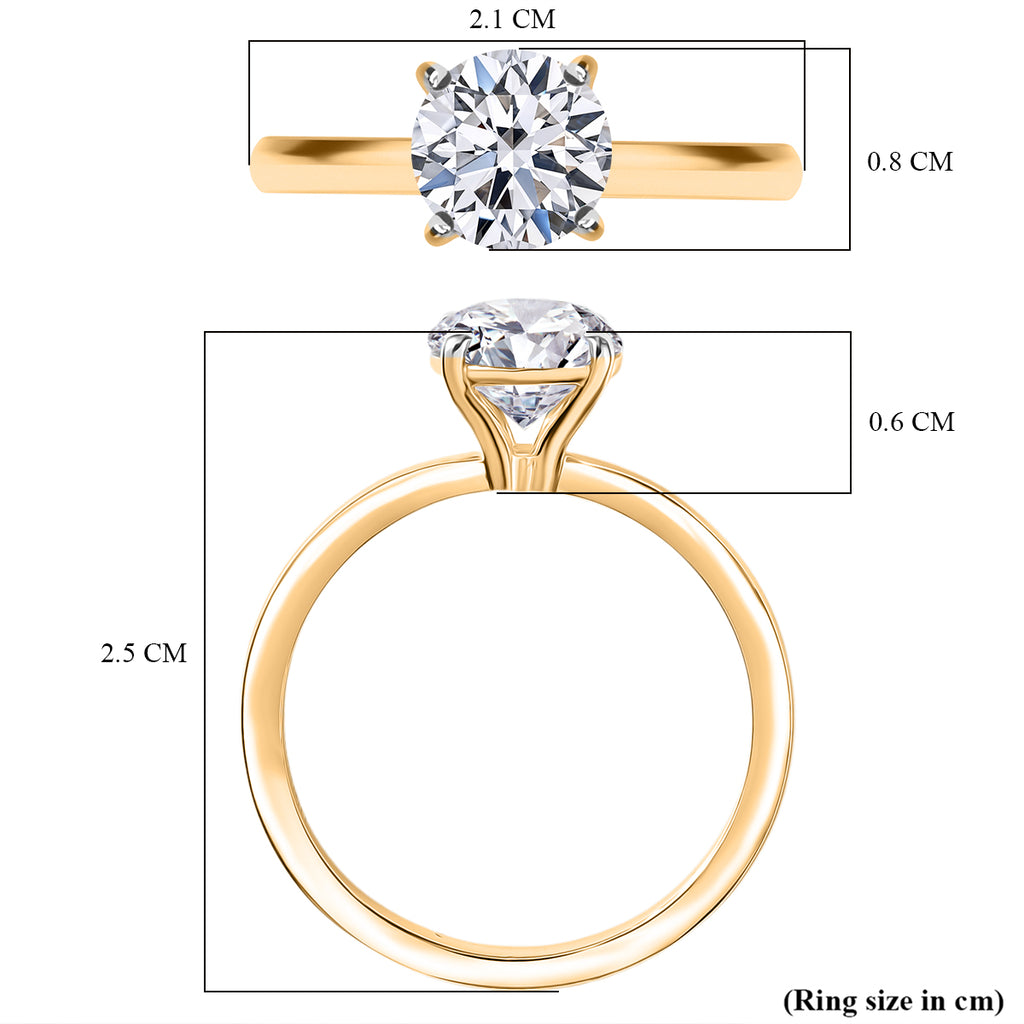 Luxuriant SI-G/H Lab Grown Diamond Solitaire Ring in 18K Vermeil Yellow Gold Plated Sterling Silver 1.52 Ct_8296154_5