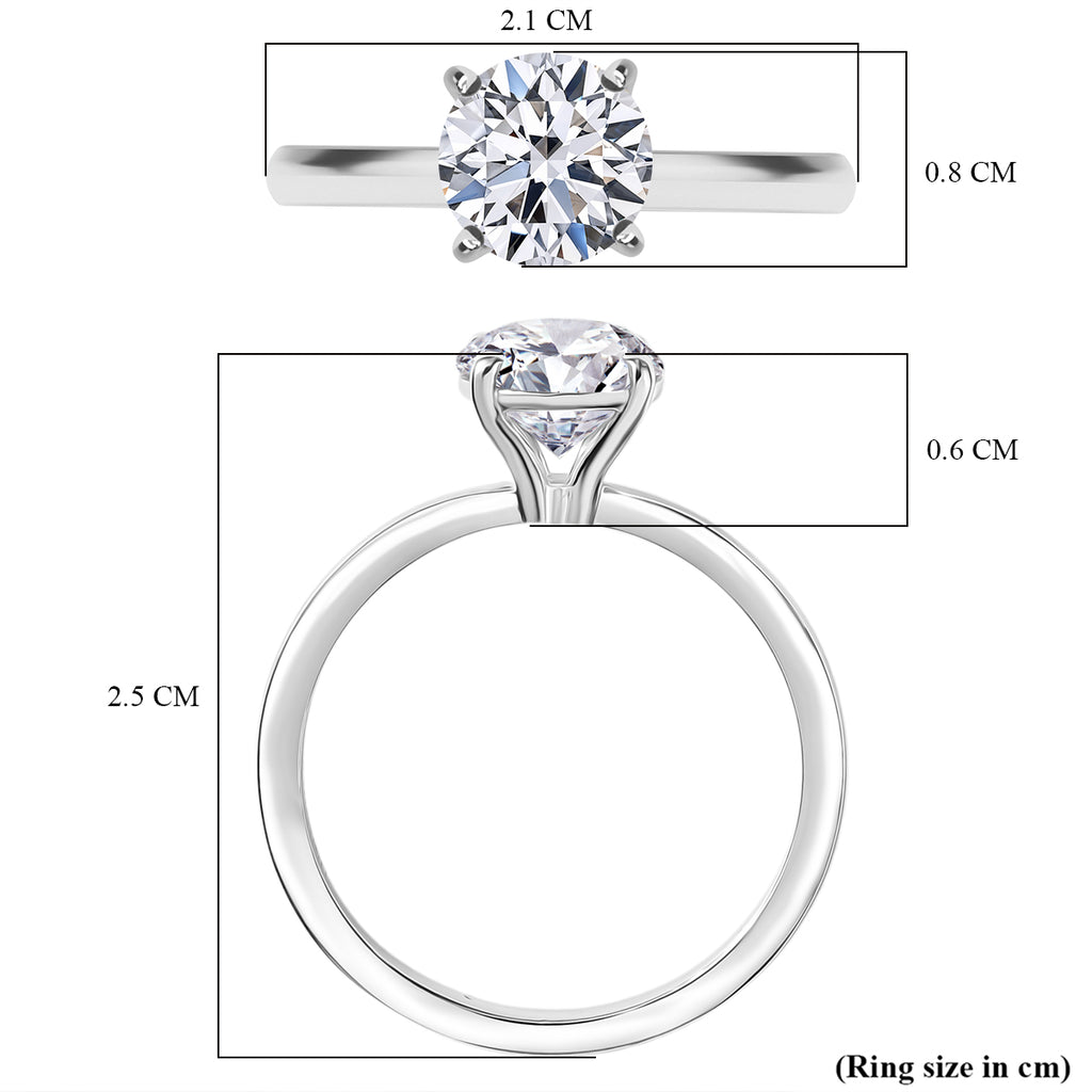 Luxuriant SI-G/H Lab Grown Diamond Solitaire Ring in Rhodium Overlay Sterling Silver 1.52 Ct._8296162_5