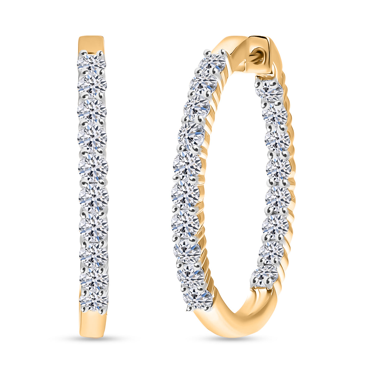 LUXURIANT 2 Ct. Lab Grown Diamond Full Hoop Inside-Out Earring in 18K Vermeil Yellow Gold Over Sterling Silver (SI-GH) 8296184 0