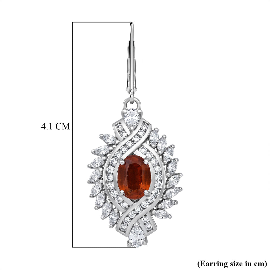 D'Joy - Tangerine Kyanite & White Zircon Lever Back Earring in Rhodium Overlay Sterling Silver 8.35 Ct._8296275_4