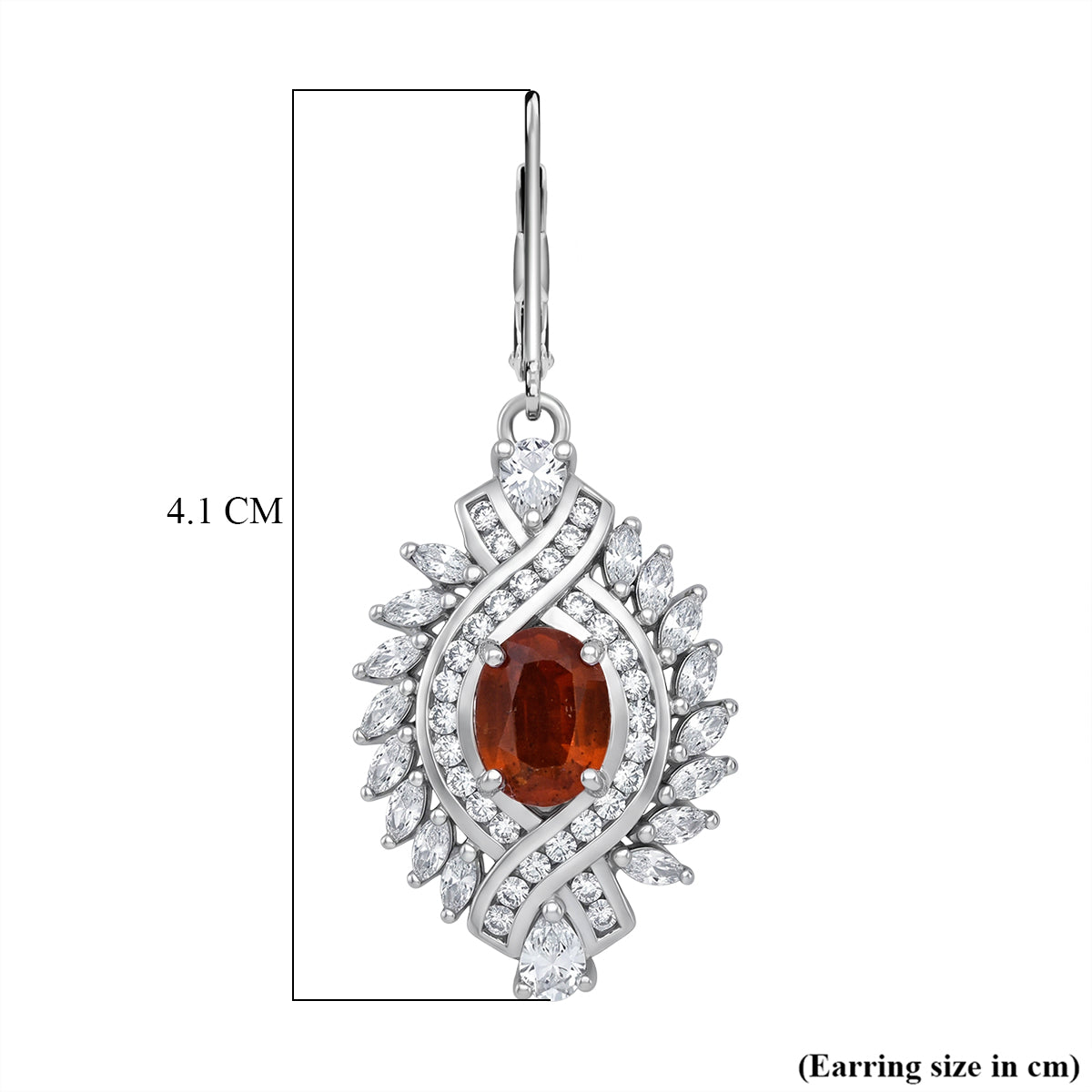 D'Joy - Tangerine Kyanite &amp; White Zircon Lever Back Earring in Rhodium Overlay Sterling Silver 8.35 Ct. 8296275 4