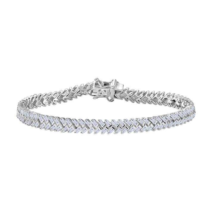 LUXURIANT 3 Ct. Lab Grown Diamond Fire Cracker Bracelet in Rhodium Overlay Sterling Silver 8296500 1