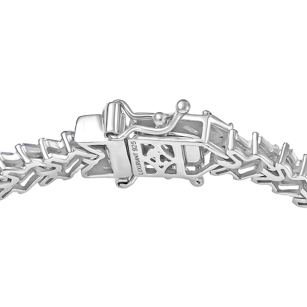 Luxuriant - Lab Grown Diamond (SI/G-H) Fire Cracker Bracelet (Size 7.5) in Rhodium Overlay Sterling Silver 3.34 Ct, Silver Wt. 12.61 Gms._8296500_3