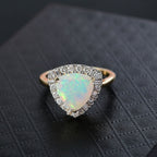Luxuriant 10K Yellow Gold AAA Ethiopian Opal, Lab Grown Diamond GH, SI Main Stone With Side Stone Ring, Gold Wt.3.58 Gms  2.482  Ct._8296986_1