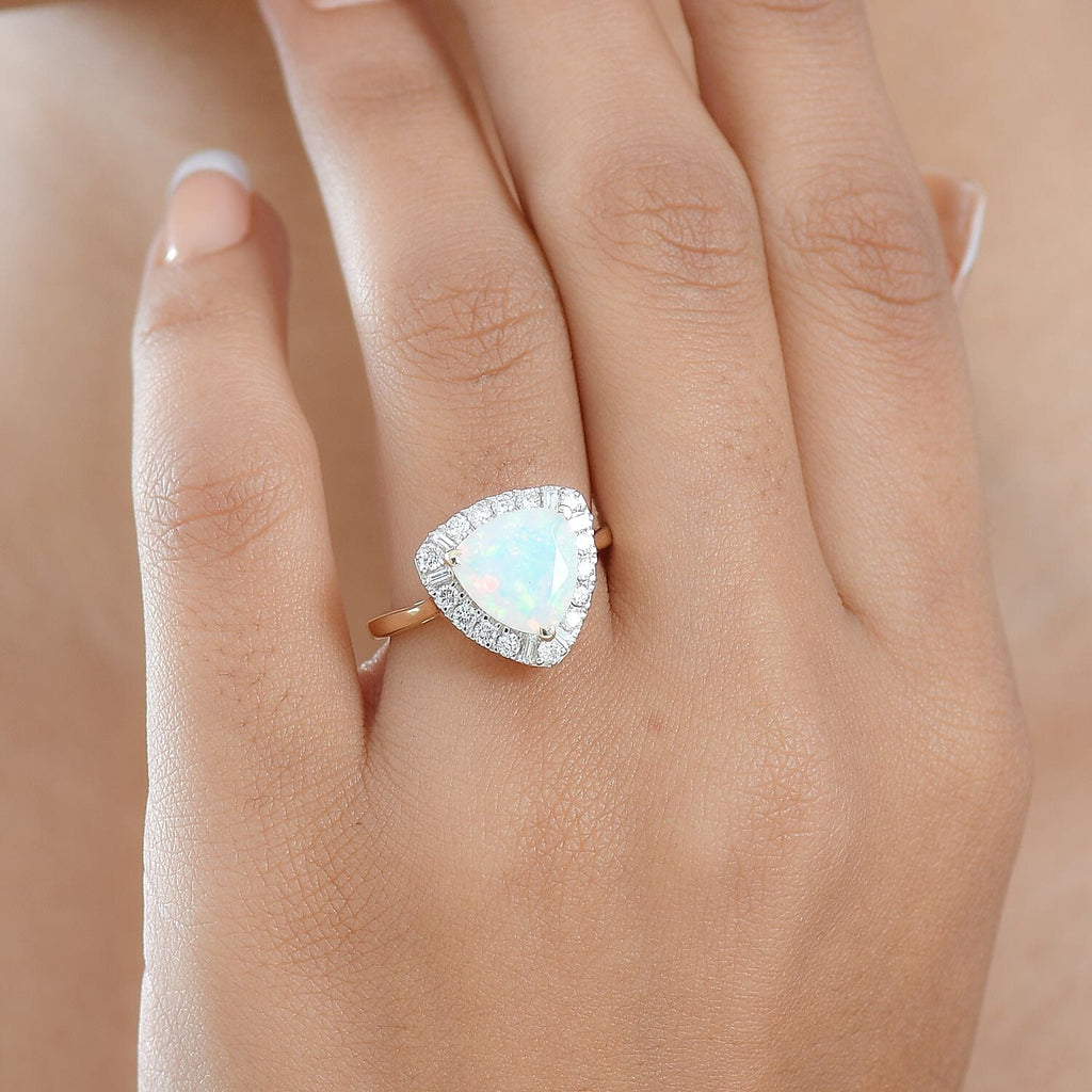 Luxuriant 10K Yellow Gold AAA Ethiopian Opal, Lab Grown Diamond GH, SI Main Stone With Side Stone Ring, Gold Wt.3.58 Gms  2.482  Ct._8296986_2
