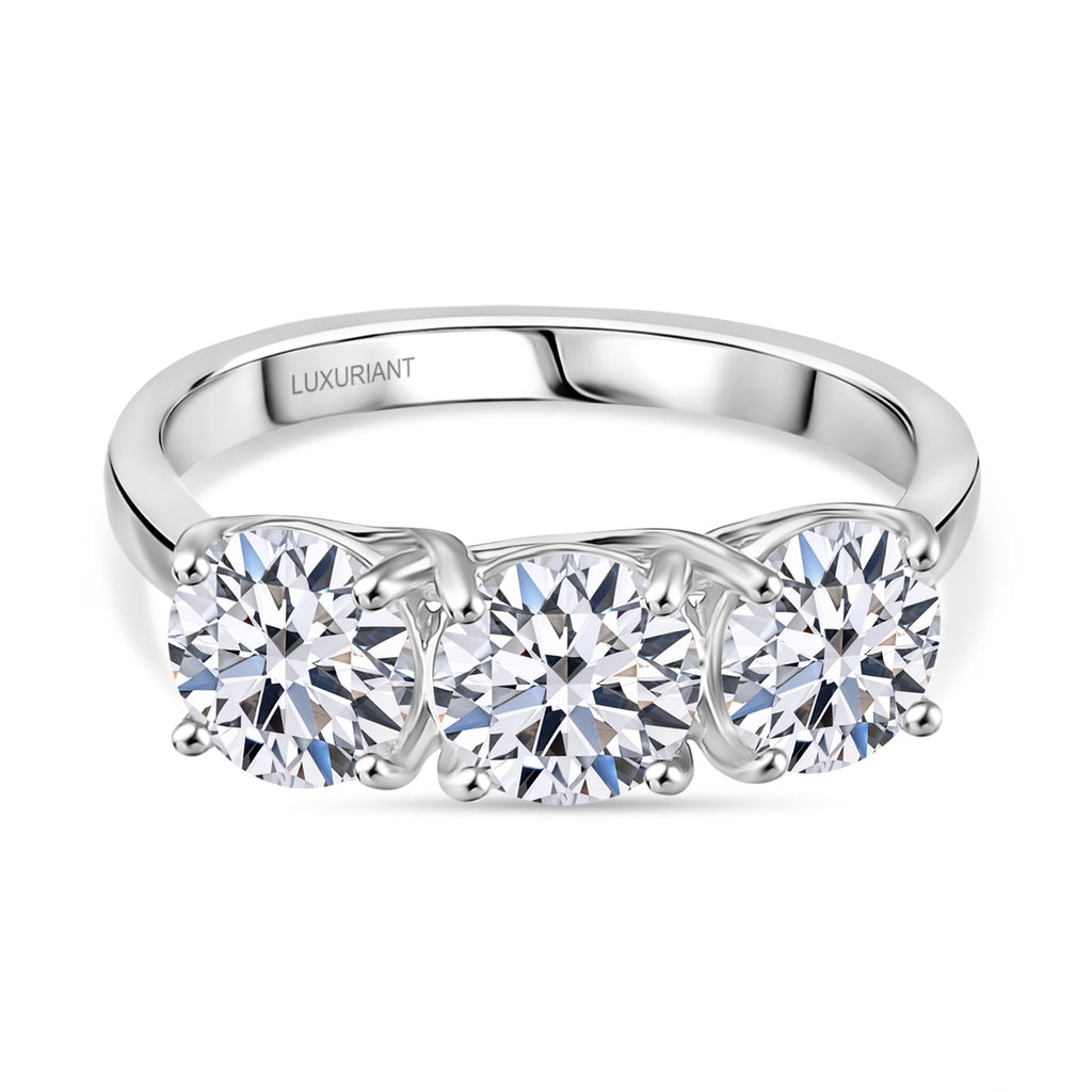 Luxuriant 950 Platinum SGL Certified Lab Grown Diamond (VS/EF) Trilogy Ring 3.10 Ct, Platinum Wt. 5.55 Gms._8297067
