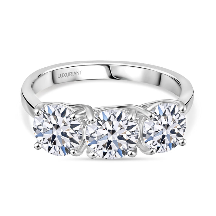 Luxuriant 950 Platinum SGL Certified Lab Grown Diamond (VS/EF) Trilogy Ring 3.10 Ct, Platinum Wt. 5.55 Gms. 8297067 1