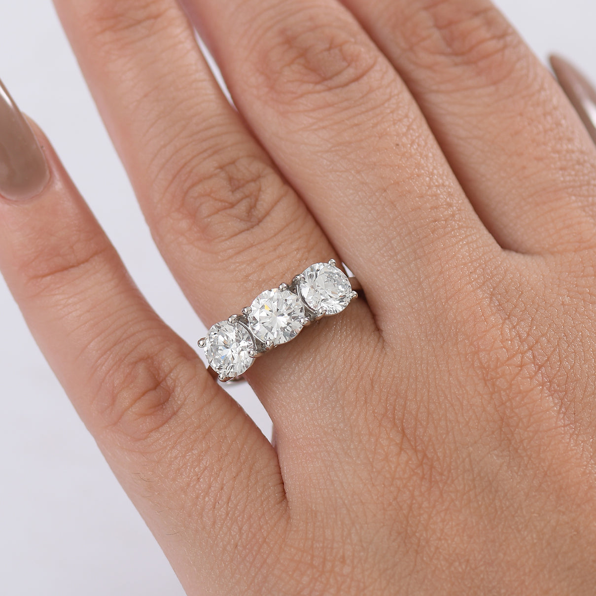 Luxuriant 950 Platinum SGL Certified Lab Grown Diamond (VS/EF) Trilogy Ring 3.10 Ct, Platinum Wt. 5.55 Gms. 8297067 3