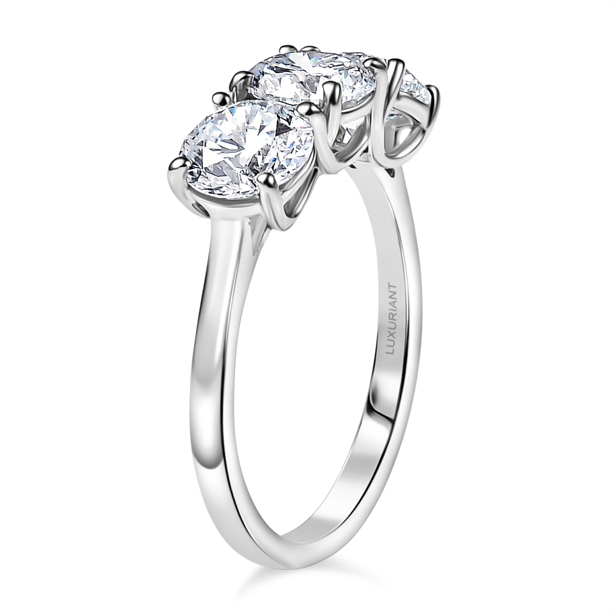 Luxuriant 950 Platinum SGL Certified Lab Grown Diamond (VS/EF) Trilogy Ring 3.10 Ct, Platinum Wt. 5.55 Gms. 8297067 4