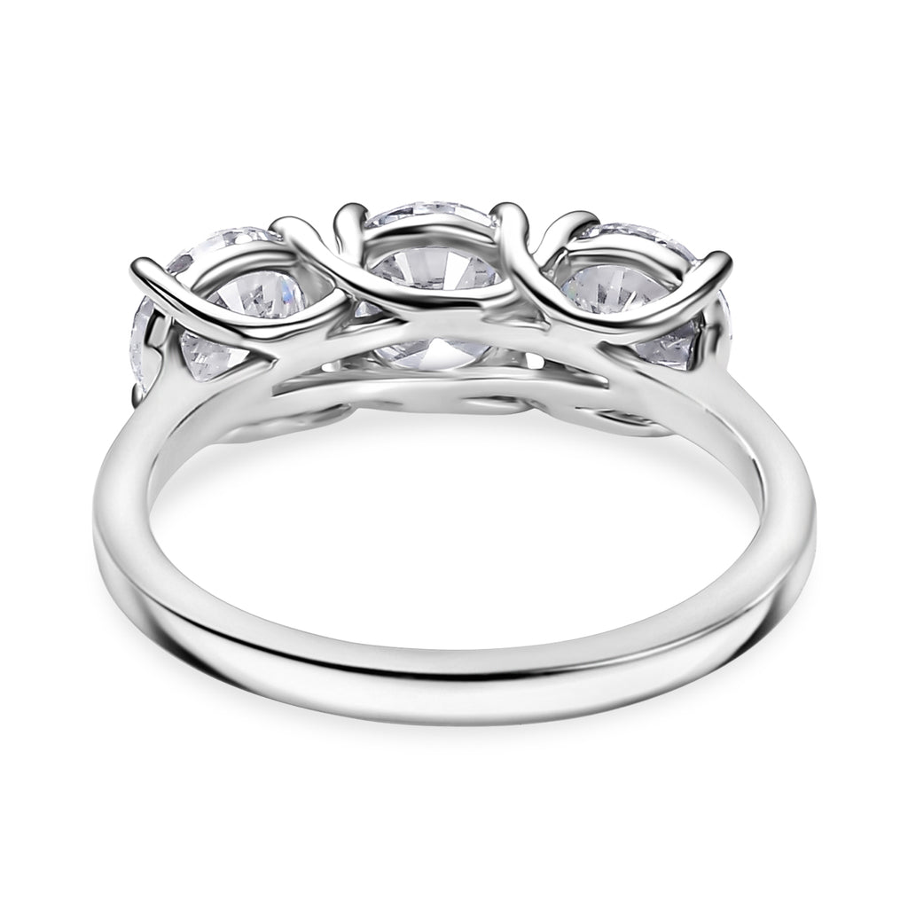 Luxuriant 950 Platinum SGL Certified Lab Grown Diamond (VS/EF) Trilogy Ring 3.10 Ct, Platinum Wt. 5.55 Gms._8297067_4
