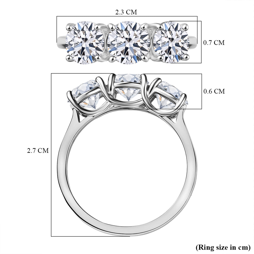 Luxuriant 950 Platinum SGL Certified Lab Grown Diamond (VS/EF) Trilogy Ring 3.10 Ct, Platinum Wt. 5.55 Gms._8297067_5