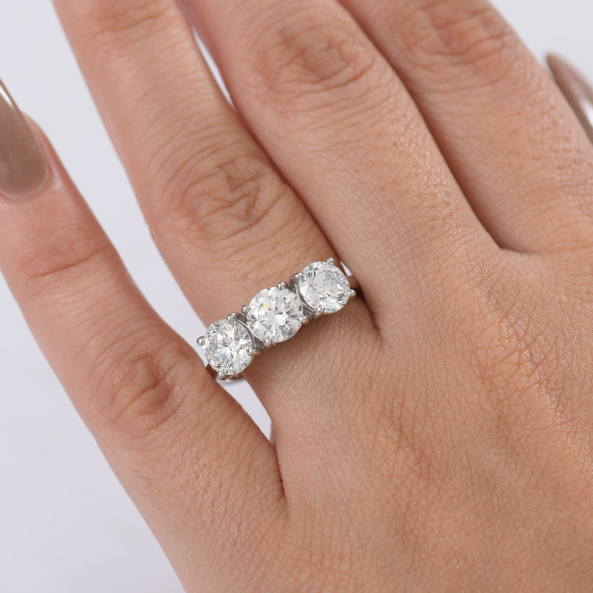 Luxuriant 950 Platinum SGL Certified Lab Grown Diamond (VS/EF) Trilogy Ring 3.10 Ct, Platinum Wt. 5.55 Gms. V32732935 3