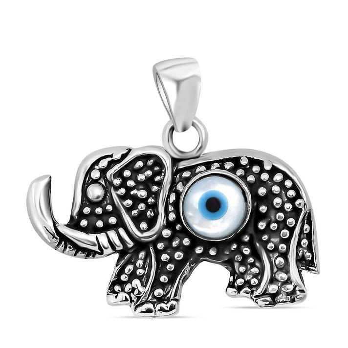 White Mother Of Pearl Elephant Oxidised Pendant Sterling Silver, Silver Wt. 5.70 Gms. 8297262 1