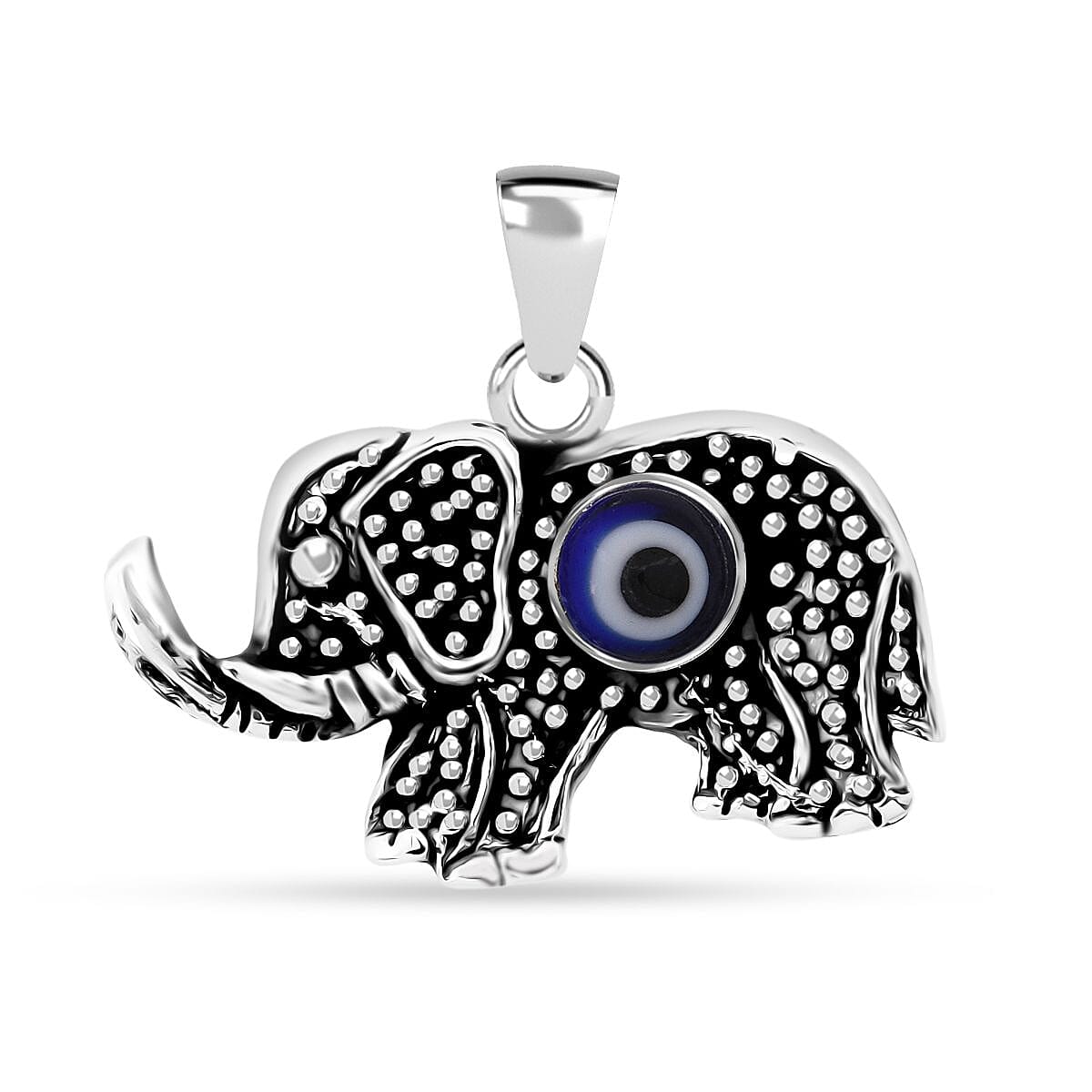 Purple Mother of Pearl Oxidised Elephant Pendant in Sterling Silver V32516505 0