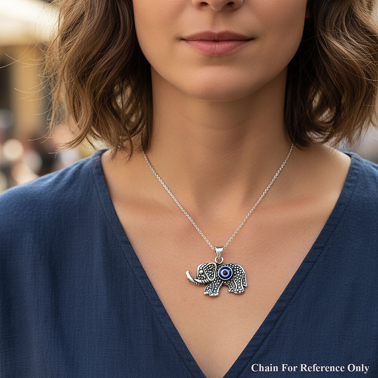 Purple Mother of Pearl Oxidised Elephant Pendant in Sterling Silver V32516505 2