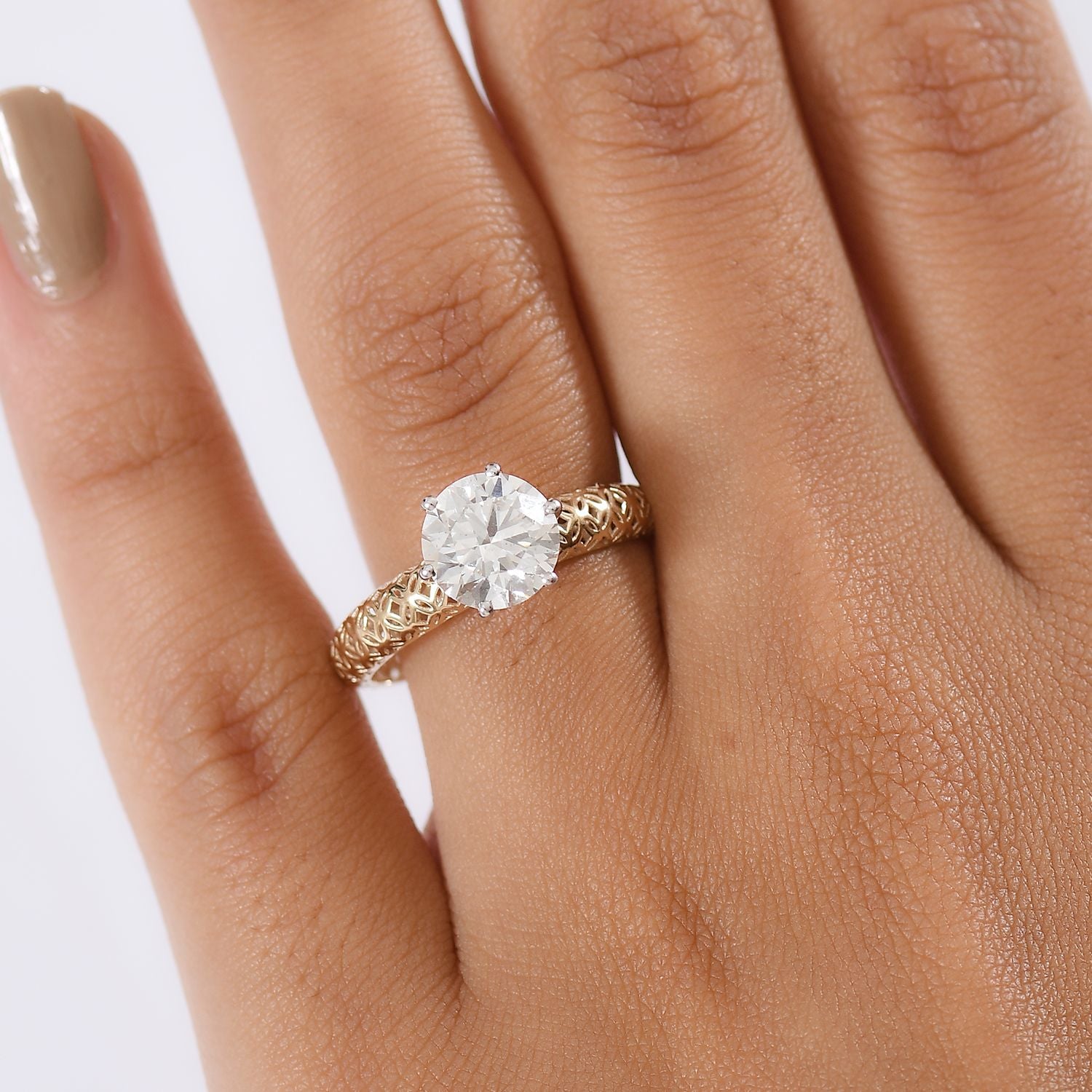 LUXURIANT 2 Ct. Lab Grown Diamond Solitaire Ring in 9K Gold, IGI Certified 8298054 3
