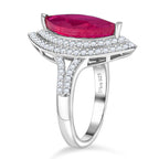 D'Joy Fissure Filled Ruby & Moissanite Halo Ring in Rhodium Overlay Sterling Silver 4.78 Ct._8298264_3