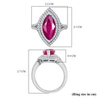 D'Joy Fissure Filled Ruby & Moissanite Halo Ring in Rhodium Overlay Sterling Silver 4.78 Ct._8298264_5