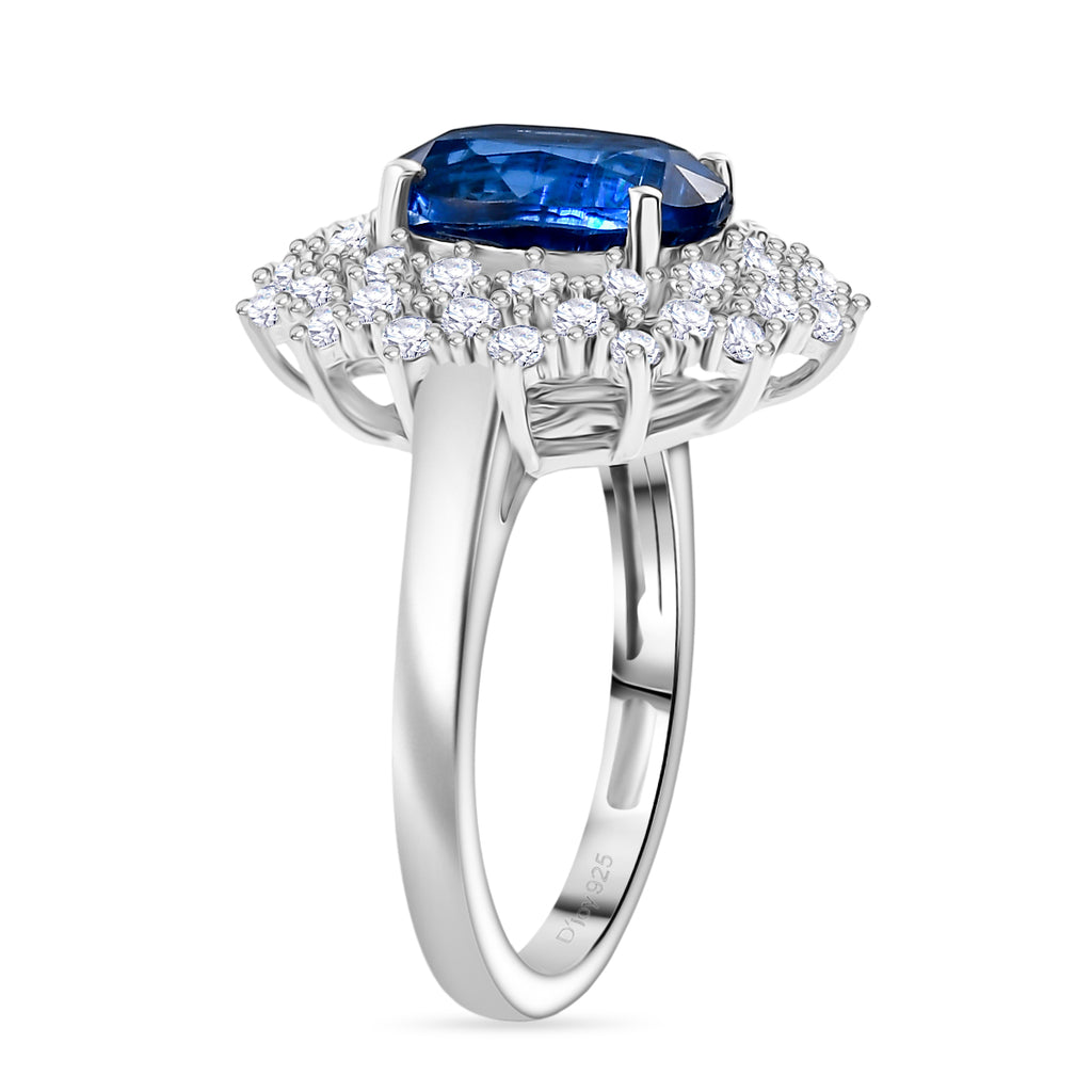 D'Joy Kyanite & White Zircon Ring in Rhodium Overlay Sterling Silver 4.36 Ct._8298495_3