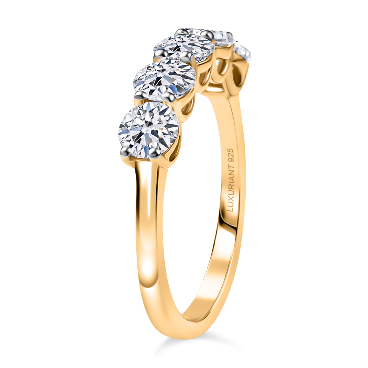 LUXURIANT 1.64 Ct. Lab Grown Diamond 5 Stone Ring in 18K Vermeil Yellow Gold Sterling Silver 8298611 4