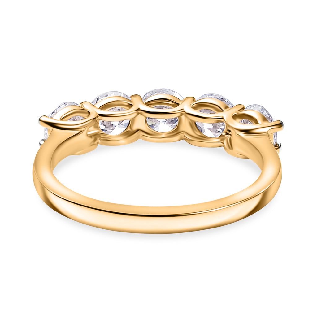 Luxuriant - Lab Grown Diamond (SI/G-H) 5 Stone Ring in 18K Vermeil Yellow Gold Plated Sterling Silver 1.64 Ct._8298611_4