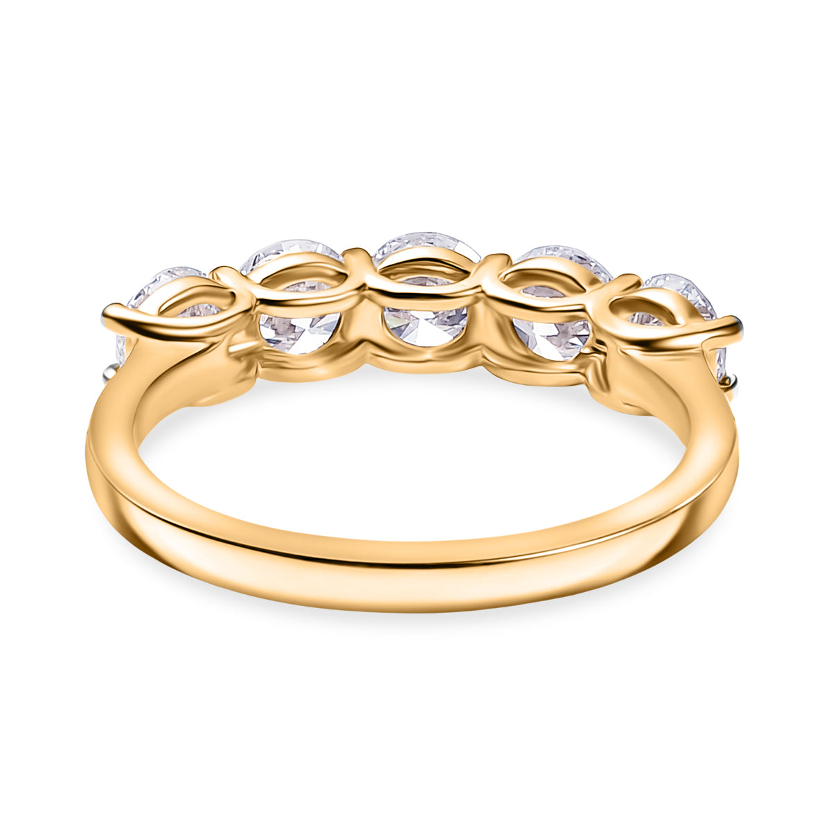 LUXURIANT 1.64 Ct. Lab Grown Diamond 5 Stone Ring in 18K Vermeil Yellow Gold Sterling Silver 8298611 5