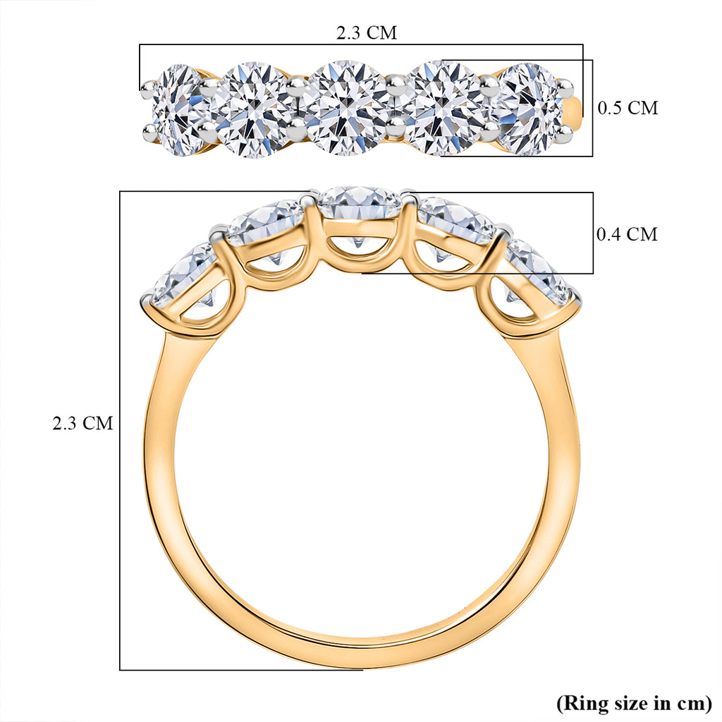 Luxuriant - Lab Grown Diamond (SI/G-H) 5 Stone Ring in 18K Vermeil Yellow Gold Plated Sterling Silver 1.64 Ct._8298613_5